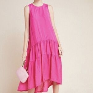 Anthropologie Maeve Marlene Boho Chic Pink Paneled High-Low Midi Dress Size XS